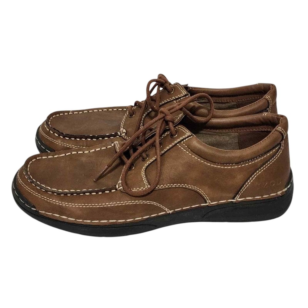 Izod Brown Leather Lace Up Casual Shoes Comfort Walking Everyday Men's size 9.5 - Picture 4 of 7